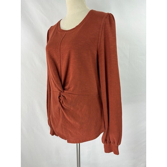 Pilcro Anthropologie Sweatshirt Burnt Orange Brown Medium Twist Front - Picture 9 of 9